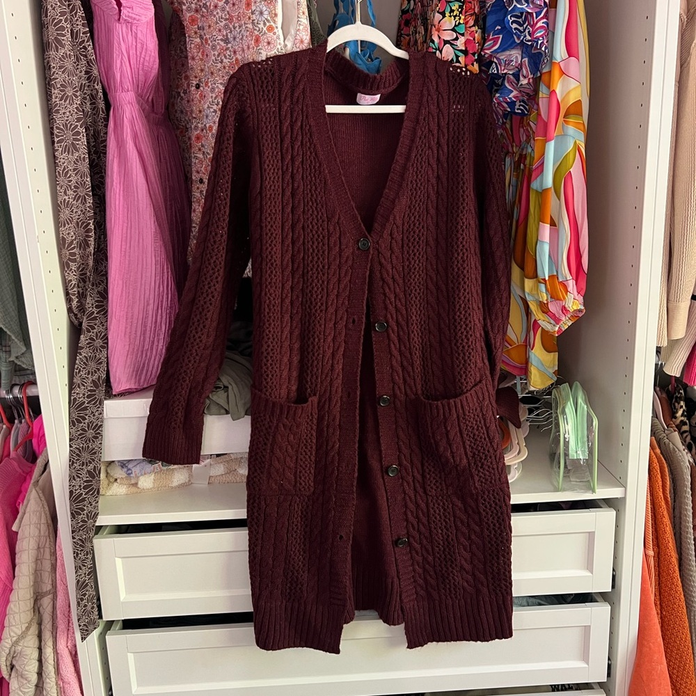 Women's Burgundy Cardigan Sweater